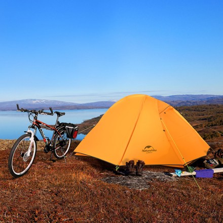 Палатка 1-местная Naturehike сверхлегкая + коврик NH18A095-D, 20D, оранжевый, 6975641886495